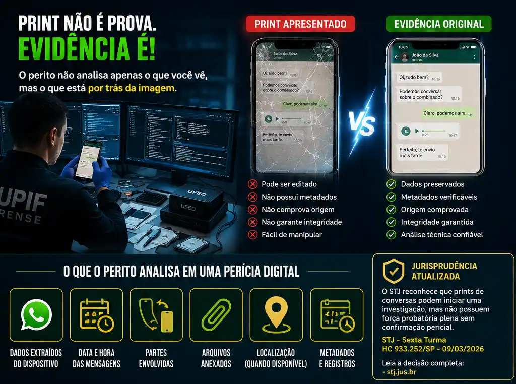 WhatsApp em smartphone representando evidência digital e análise forense de conversas - NUPIF Forense
